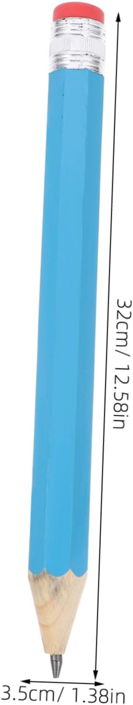 Veemoon 35cm Long Jumbo Blow up Pencil Large Wooden Drawing Writing Pencil Blue Eraser Break Resistant Art Writing Stationery for Props