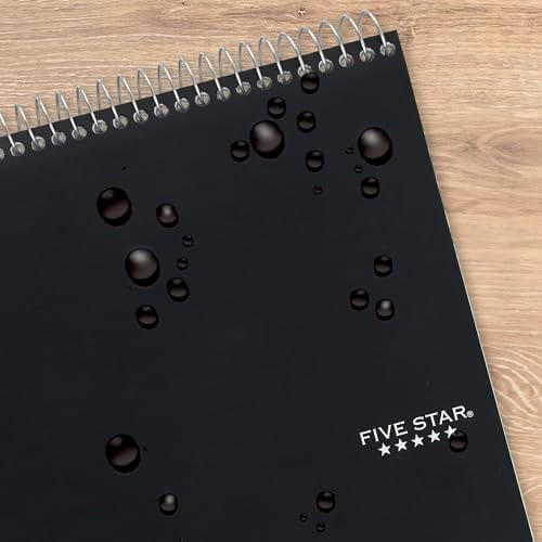 Five Star Top Spiral Notebook + Study App, 1 Subject, College Ruled Notepad, 8-1/2" x 11", 100 Sheets, Fights Ink Bleed, Water Resistant Cover, Black (820058A-ECM) (Pack of 12)
