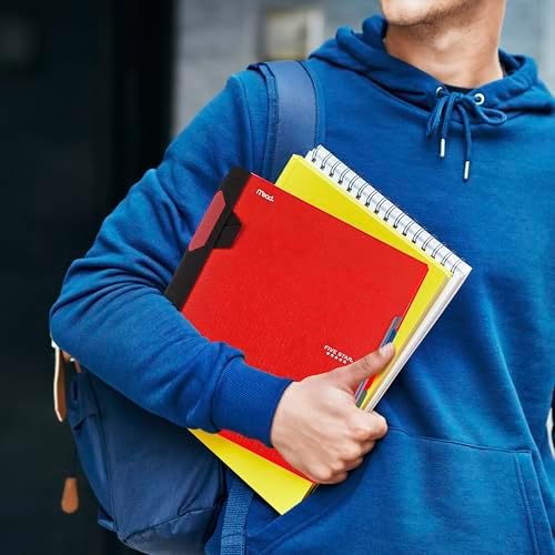 Five Star Advance Spiral Notebook + Study App, 5 Subject, College Ruled Paper, 8-1/2" x 11", 200 Sheets, Spiral Guard, Movable Tabbed Dividers, Fire Red (73146) (Pack of 6)