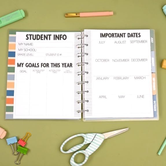 kellofaplan Floral Student Planner (Undated), Disc-Bound, Weekly Planning Pages, Assignment Tracker, Colorful Monthly Tabs for Middle School, High School, College Students