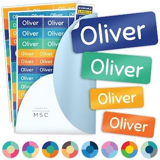 Personalized Daycare Name Washable Labels for Kids, (140 Pack) Waterproof Custom Name Stickers for Clothing Tags, Lunch Boxes and School Supplies, Made in USA by MSC -Skyline