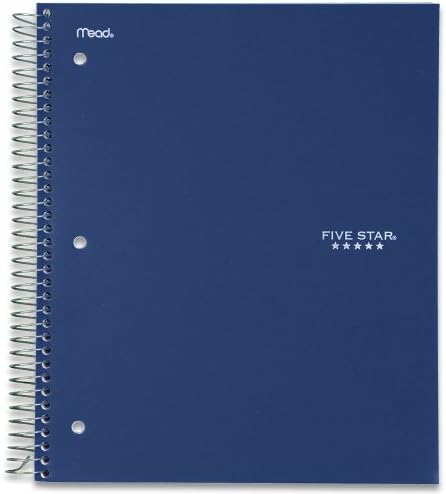 Five Star Wirebound Notebook, 3-Subject, 150-Count, College Rule, Navy Blue (72071)