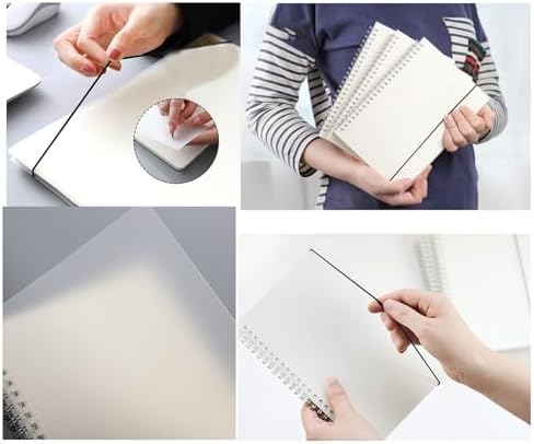 YIHUANYIFA 4pcs Steno Spiral Notebooks A5 5.5x8.3inch Dot 80 Sheet Steno Pads Thick Plastic Covers for Writing Notes in Lists, Office, Home (A5 4Pcs Clear Dot)