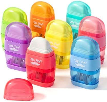 Mr. Pen- Pencil Sharpener & Eraser, 4 Pack