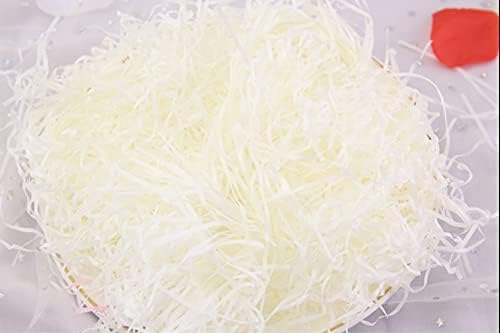 Raffia Paper Shreds, 100g Shredded Paper for Gift Box, Crinkle Cut Paper Shred Filler for Gift Wrapping & Basket Filling(Creamy-white)