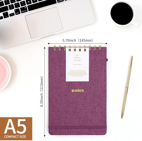 A5 Lined Journal Notebook, Fabric Hardcover, 3 Pack