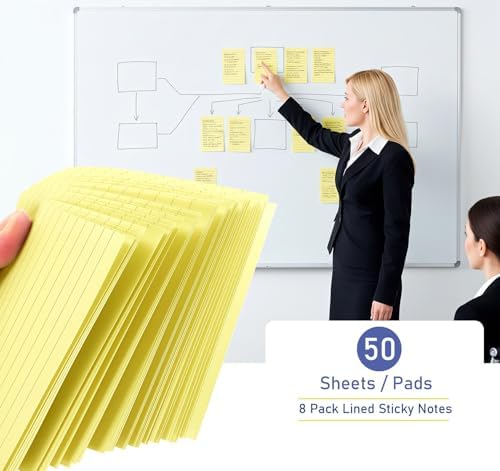 400 Sheet Lined Sticky Notes,4x6in Large Post,Clean Remove for School,Home