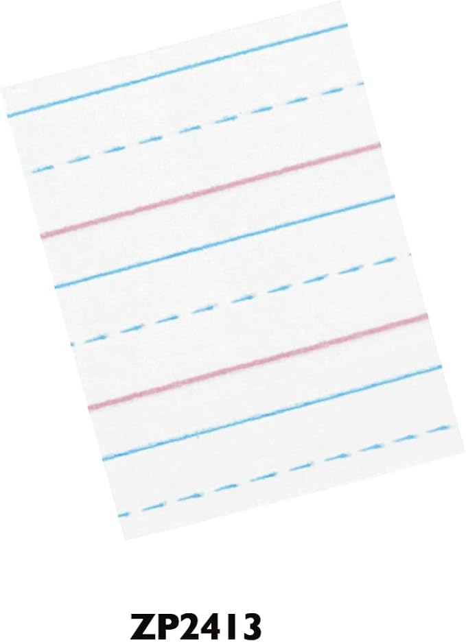 Zaner-Bloser Broken Midline Sulphite Paper, 500 Sheet, Ruled, 10.50-inch x 8-inch, 500/Pack, White PaperPACZP2413