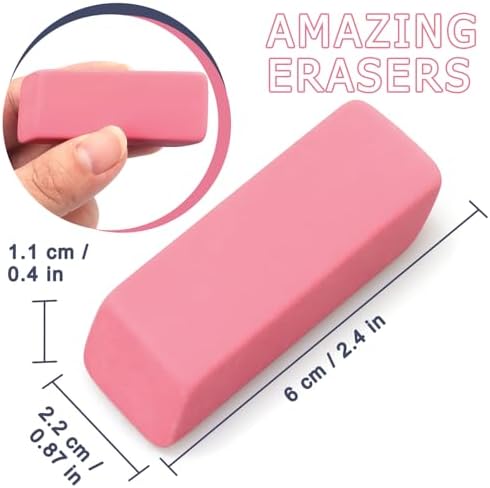Tamaki Large Erasers, Pink, Pack of 12