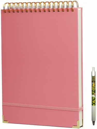 Top Spiral Notebook 8.5x11 Steno Notebook Top Spiral Notebook 240 Pages Top Bound Spiral Notebook College Ruled Left Handed Notebook Thick Superhard Cover Inner Pocket, Spiral Notebook for Work School Office Gift Pink
