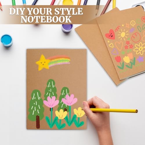 4 Pack A5 Kraft Notebooks Bulk, 8.15" X 5.5" Lined Paper Journal Notebooks