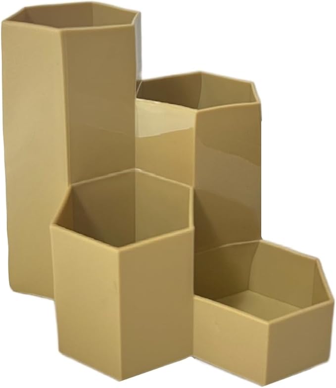 Pencil Organizer Pen Holder for Desk Pens Cup Small Desk Organizer Cute Pen Holder for Office,School and Home (Beige, L-Shape)