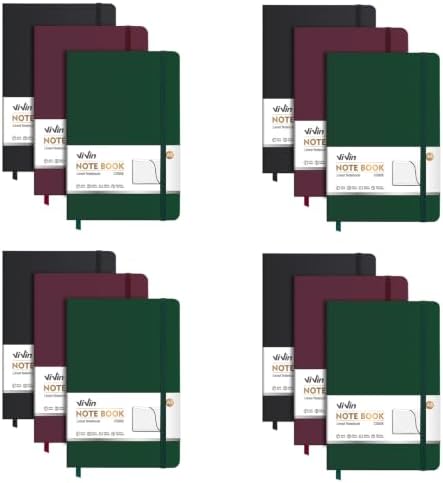 ViVin 12 Pack A5 Hardcover Lined Notebook,192 pg College Ruled 5.5x8.3