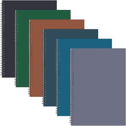 Fuutreo 6 Pack Spiral Notebook 10.5x7.45 Notebook,Retro Color,Business