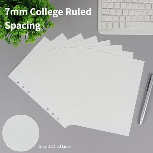 MultiBey A5 Lined Refill Paper, 120GSM 6-Ring Loose Leaf Inserts, 80 Sheets