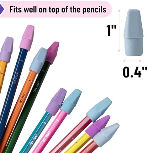 Mr. Pen- Bulk Pencil Erasers Toppers, 1000 Pack, Colorful, Latex Free