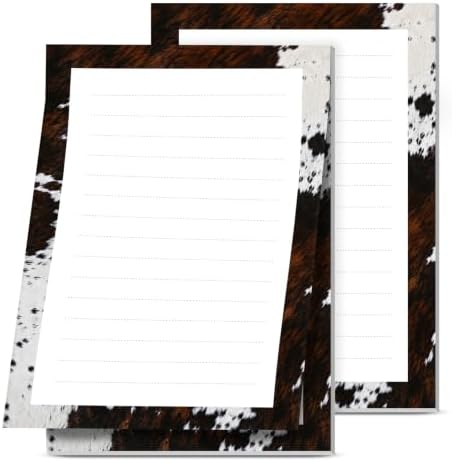 2 Pack Lined Sticky Notes 4x6 in, Cute Self-Stick Notepads with Lines, Large Memo Pads Strong Adhesive for Office, Home Brown White Cowhide