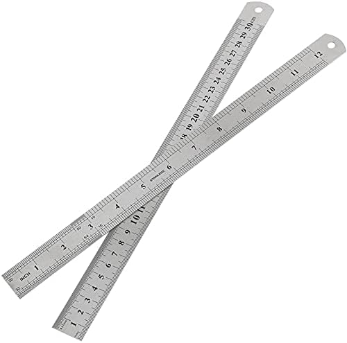 30 Pack 12 Inches Stainless Steel Rulers, Straight Edge Laser Engraved