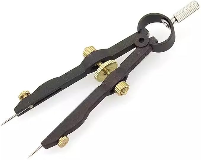 1.75 Inch Leather Compass Adjustable Lockable，Leather Crafts Tools，Professional Compass for Geometry，Compass Drawing Tool (Black 1.75 Inch)