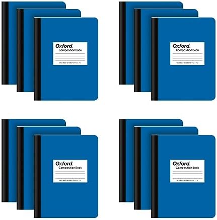 Oxford Composition Notebook 12 Pack, School Supplies, Notebooks for School, Journal for School, Writing Book, Wide Ruled Paper, 7.5 x 9.75 Inches, 80 Sheets, Blue Covers (63743)