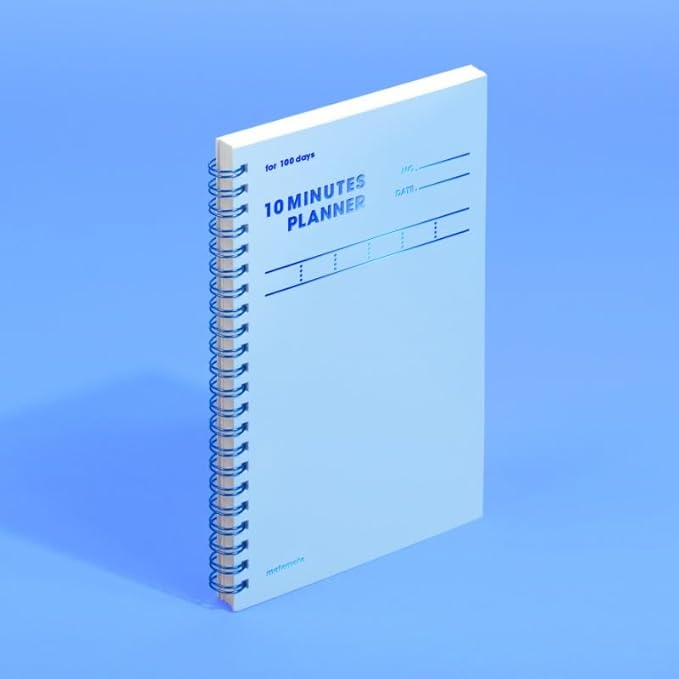 MOTEMOTE 10-Minute Planner 100 DAYS – Study Planner, Time-Blocking Productivity Journal, Spiral-Bound, Color Chip Edition (Serenity)