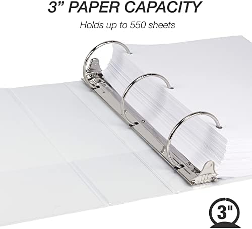 Samsill 3 Inch 3 Ring Binders, Economy Round Ring, Clear View Cover, 550 Sheet Capacity - for School, Home, Office - White, 4 Pack