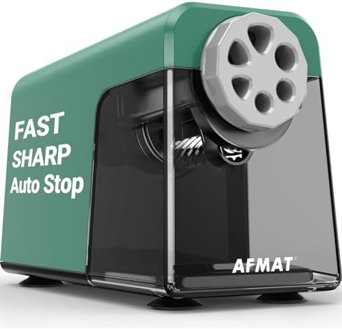 AFMAT Heavy Duty Electric Pencil Sharpener, 6 Holes, Auto Stop Pencil Sharpeners for 6-11mm Pencils, Classroom Electric Sharpener for Artists, 7000 Sharpenings, Save Pencils, PSX1