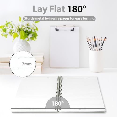 A5 Lined Spiral Journal Notebook, 146 Pages Hardcover Notebook with 100 GSM Thick Paper, Inner Pocket & Elastic Closure, 5.7" x 7.9", Notebooks for Work, School, College, Office, Journaling & Note Taking