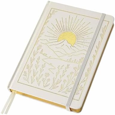 Dot Grid Journal with 160GSM Thick Paper, 192 Pages, A5 Dotted Notebook for Work, School, Travel | 180° Lay Flat, Foil Stamped Cover, Elastic Band, 2 Bookmarks & Inner Pocket (White)