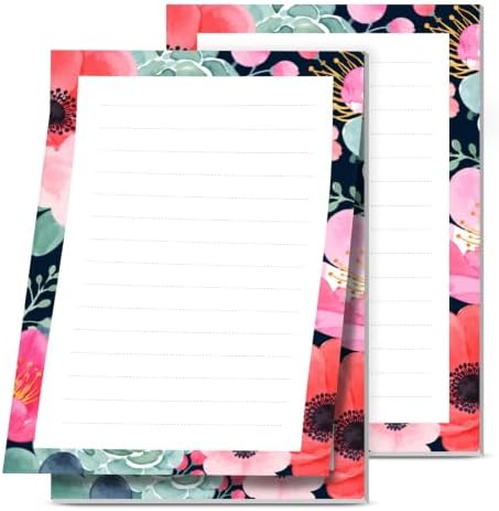 2 Pack Lined Sticky Notes 4x6 in, Cute Self-Stick Notepads with Lines, Large Memo Pads Strong Adhesive for Office, Home Cute Colorful Floral
