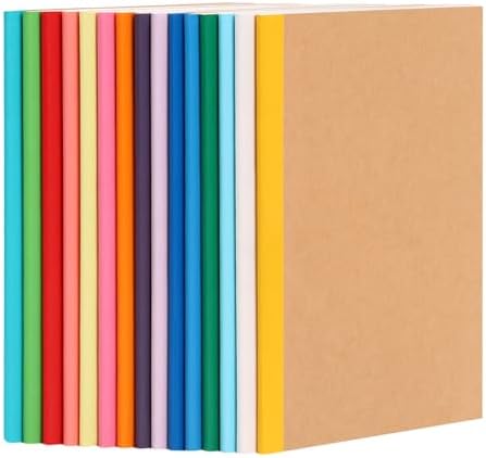 LABUK 15pcs A5 Composition Notebook Journals Bulk, Kraft Lined Notebooks,15 Colors 60 Pages for Journaling, Writing, School, Office, Kids Gift