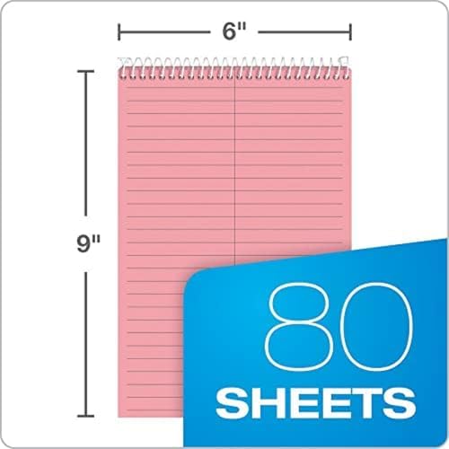 Tops Prism Steno Notebook, Pink Paper, Spiral, Small Size, 80 Sheets,4 count 6" x 9" Notepad for Writing (Pack of 6)