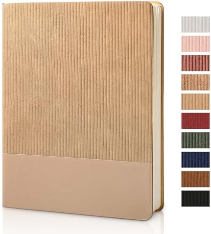 Lined Journal Notebook for Work College Ruled Note Book 7.2"x9.6" B5 PU Leather Daily Journaling 160 Pages for Women Men Writing Home School Supplies Business (Khaki)
