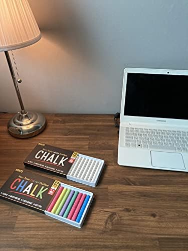 Huntz Dustless Chalk Set with Microfiber Eraser, Washable & Reusable – 12 White + 12 Colored Chalks, Includes Eraser