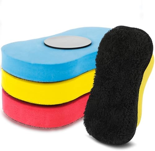 Zonon 9 Pcs Chalk Erasers Magnetic Reusable Dust Free, Red,Yellow,Blue