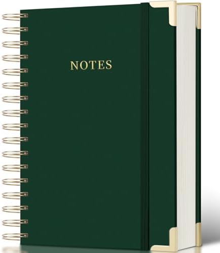ALKALO Spiral Notebook Journal, 328 Pages Linen Hardcover College Ruled Notebook, Lined Thick Journals for Women Men, A4 Thick Spiral Journal for Writing, 100GSM Paper, Cute Notebooks for Work School