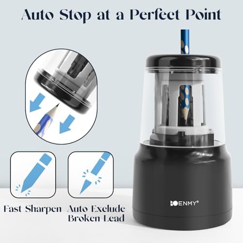 Electric Pencil Sharpener, Heavy-Duty Helical Blade, USB/Battery Operated for No.2 & Colored Pencils in School/Office/Home