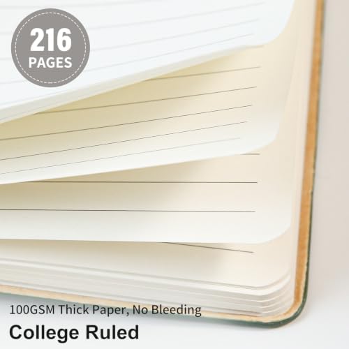 Lined Journal Notebook for Work College Ruled Note Book 5.79"x8.27" A5 PU Leather Daily Journaling 216 Pages for Women Men Writing Home School Supplies Business (Grey)
