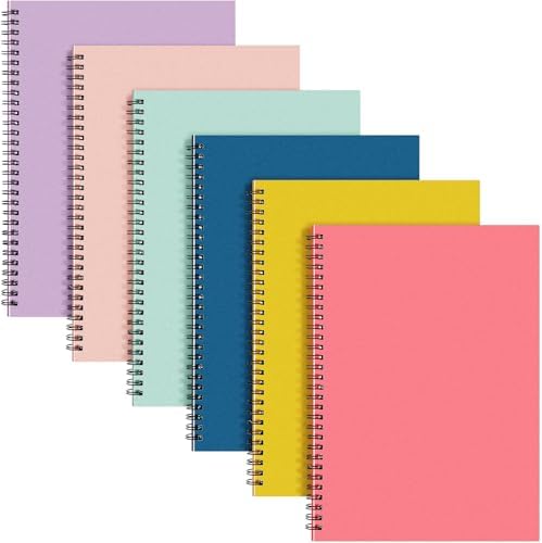 Fuutreo 6 Pack Spiral Notebook 10.5x7.45 Notebook,Playful,Bright