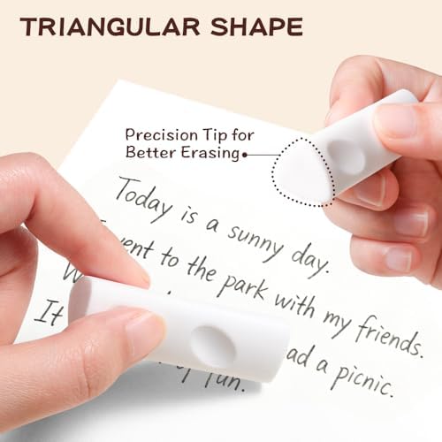 Ergonomic Erasers, Pencil Eraser Multipack, Clean Erasing Low Residue Rubber Eraser for Kids School Office Stationery Supplies, Pack of 10, White