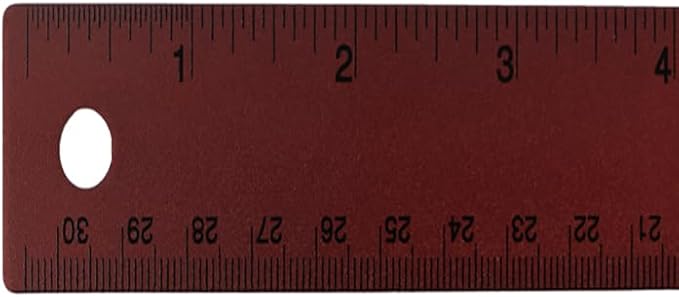 JAM PAPER Strong Aluminum Ruler - 12 Inch - Metal Ruler with Non-Skid Cork Backing - Burgundy Metallic - Sold Individually