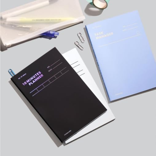 motemote 10-Minute Planner 31 DAYS – Undated Daily Planner with Time Blocking, Goal Setting & Reflection – Boost Productivity & Build Better Habits in Just 10 Minutes a Day, Lightweight & Portable, Study Plan, Color Chip Edition (Dark Horse)