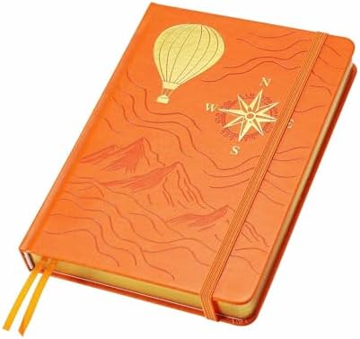 Dot Grid Journal with 160GSM Thick Paper, 192 Pages, A5 Dotted Notebook for Work, School, Travel | 180° Lay Flat, Foil Stamped Cover, Elastic Band, 2 Bookmarks & Inner Pocket (Orange)