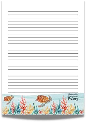 JW Letter Writing A4 Pad Stationery Paper Lined Gift Notepad Writing Sheets (Sea Turtle)
