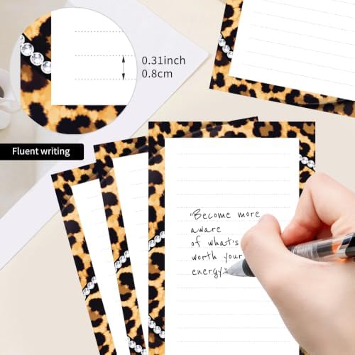 2 Pack Lined Sticky Notes 4x6 in, Cute Self-Stick Notepads with Lines, Large Memo Pads Strong Adhesive for Office, Home Luxury Leopard Chain