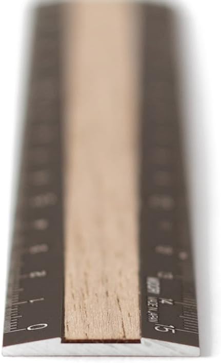 DESIGNPHIL 42280006 Midori Ruler, Aluminum, Wood, 5.9 inches (15 cm), Brown x Brown