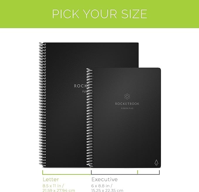 Rocketbook Fusion Plus Smart Reusable Notebook Planner, Notetaking and Planning In One, Letter Size 8.5x11, Teal