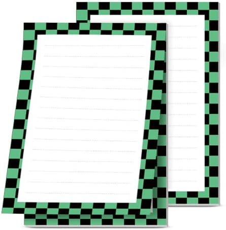 2 Pack Lined Sticky Notes 4x6 in, Cute Self-Stick Notepads with Lines, Large Memo Pads Strong Adhesive for Office, Home Green Black Plaid