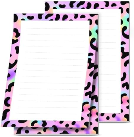 2 Pack Lined Sticky Notes 4x6 in, Cute Self-Stick Notepads with Lines, Large Memo Pads Strong Adhesive for Office, Home Colorful Funny Leopard