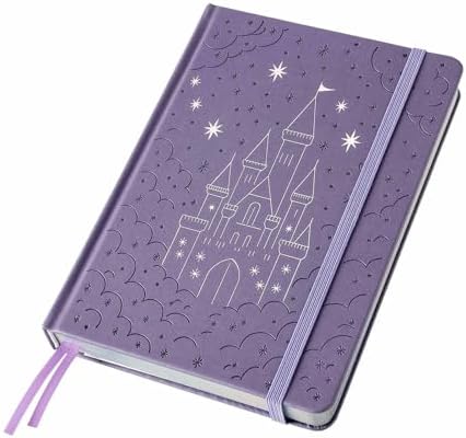 Dot Grid Journal with 160GSM Thick Paper, 192 Pages, A5 Dotted Notebook for Work, School, Travel | 180° Lay Flat, Foil Stamped Cover, Elastic Band, 2 Bookmarks & Inner Pocket (Purple Castle)